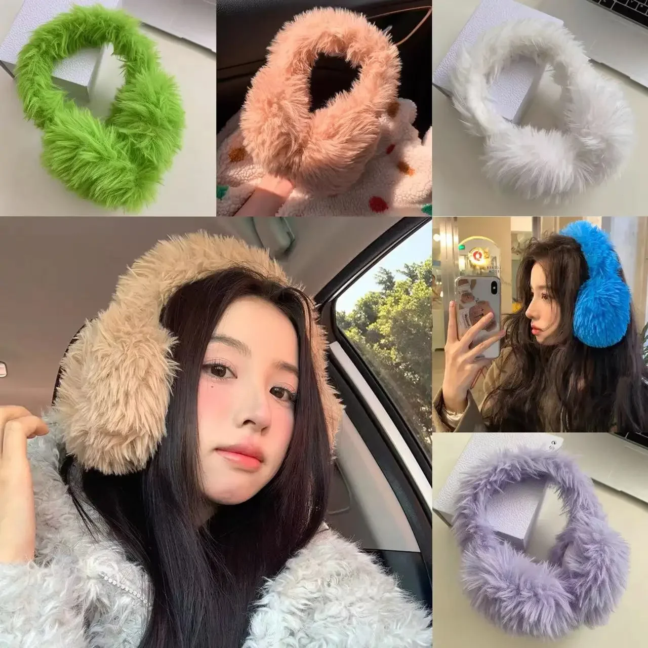 Earmuffs de pelúcia coreanos para senhoras, ciclismo ao ar livre, prova fria, regalos macios, proteção, fones de ouvido de inverno, monocromáticos,