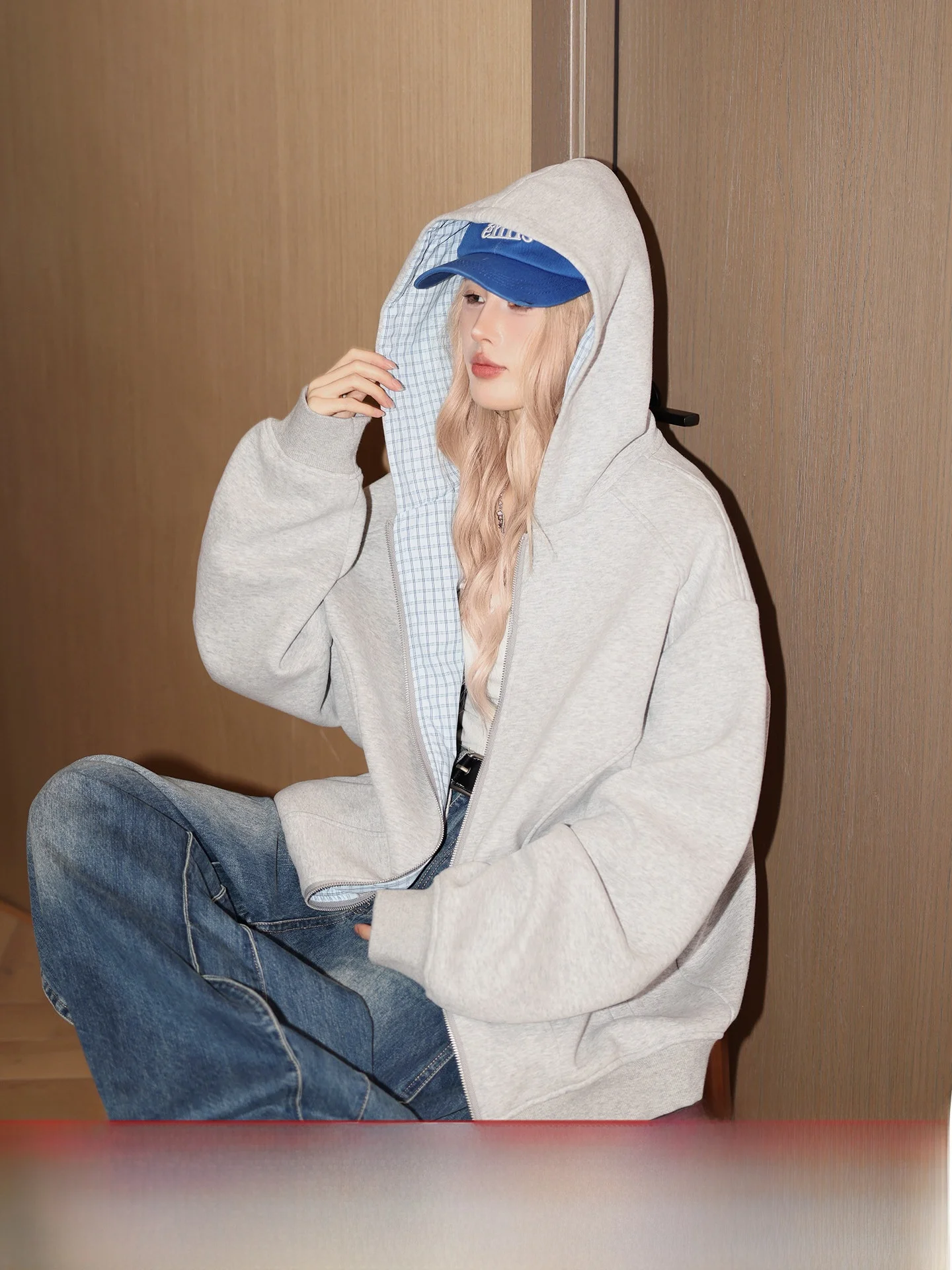 

Американский повседневный худи-кардиган свободного кроя для женщин, весна-осень, универсальный, из смесового полиэстера и хлопка