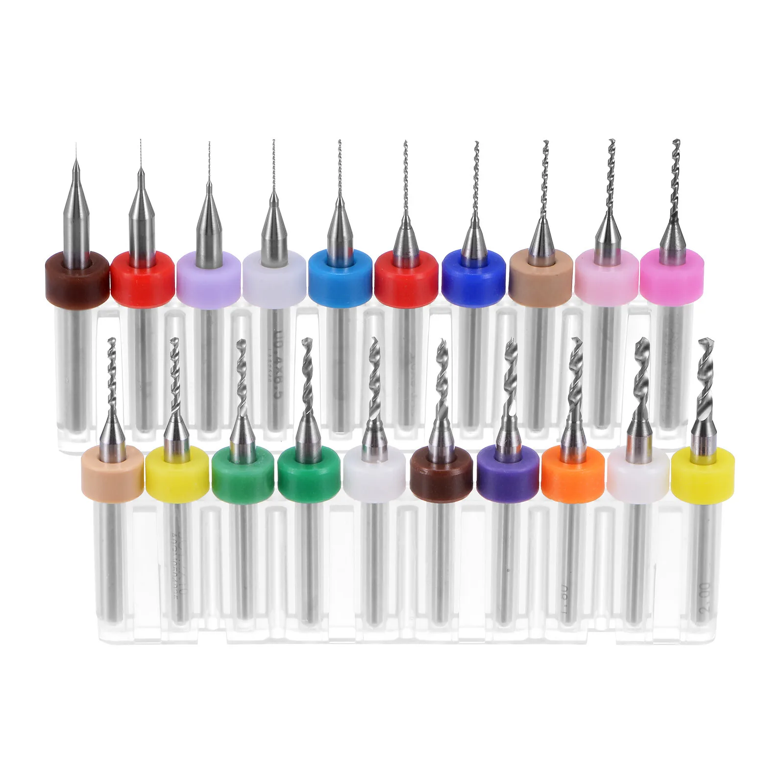 

20Pcs 1/8" Shank 0.1mm-2mm Tungsten Carbide CNC Engraving PCB Drill Bits Set