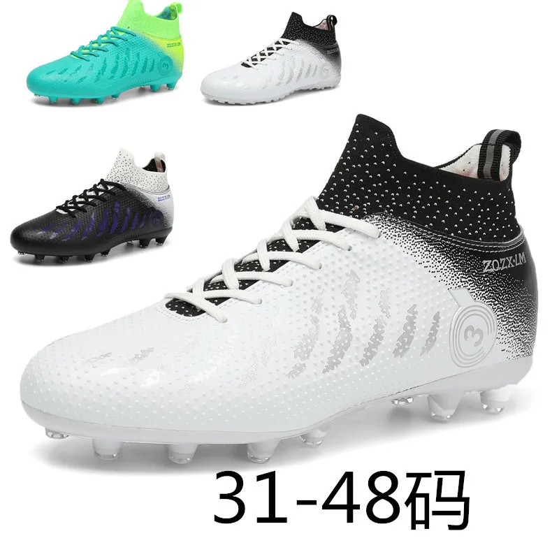 Men Light Soccer Shoes Size 33-48 Boys Soccer Shoes Football Boots High Ankle Kids Cleats Training Sport Sneakers Football Shoes