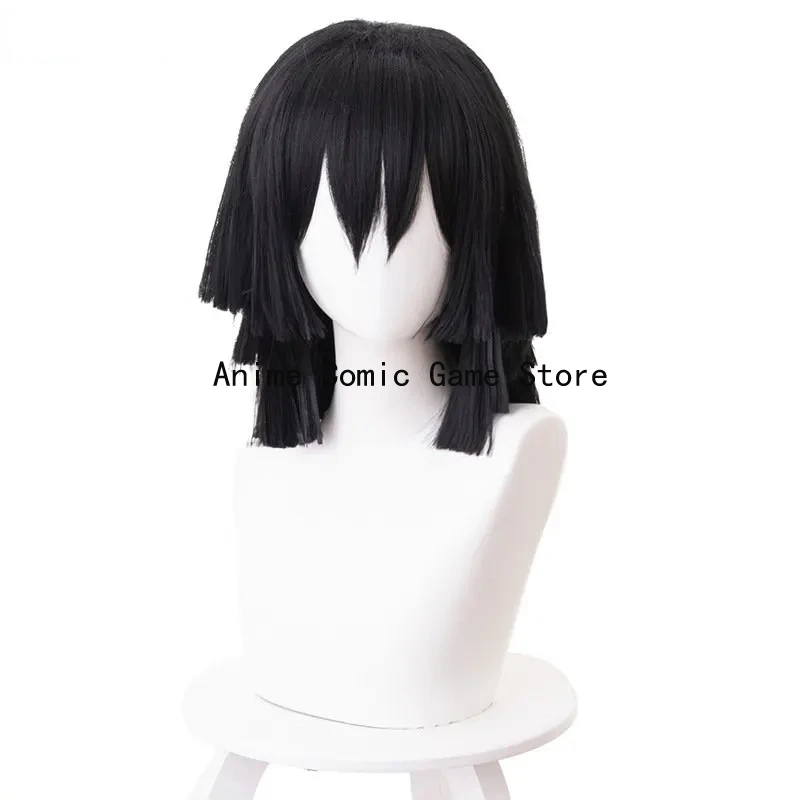 

Demon Slayer Kimetsu no Yaiba Iguro Obanai Cosplay Wigs Black Heat Resistant Synthetic Hair Wig Cosplay Accessories