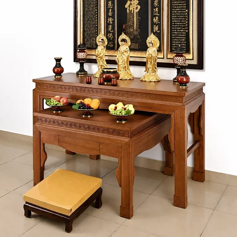 Chinese Style Buddhist Altar Table Home Incense Burner Stand Buddha Niche Offering Platform Shrine Worship Furniture
