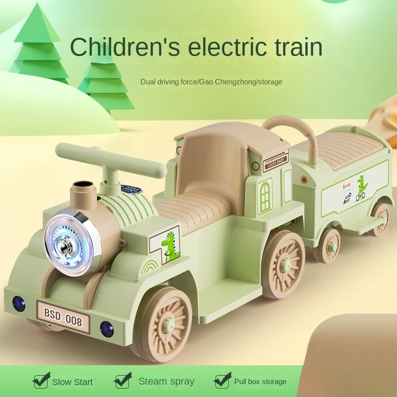 New Children's Train Four-Wheel Electric Vehicle Seated Baby Chargeable with Remote Control Car