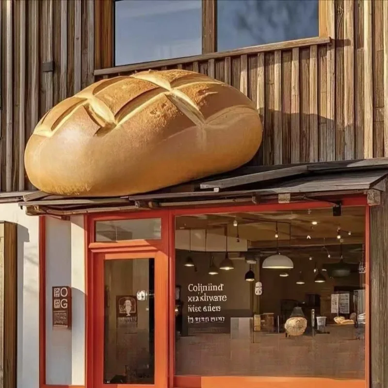 Simulation bread model FRP sculpture cake shop baking croissant baguette signboard door decoration