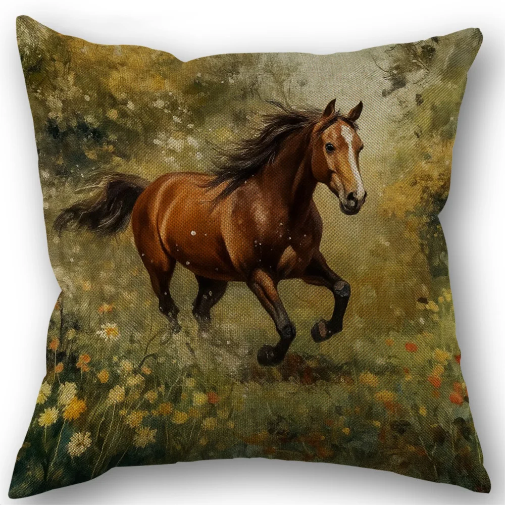 Horse  Pillowcase Green Christmas Decoration Snowflake Tree Decoration Seat Cover Suitable for Sofa Porch7.3