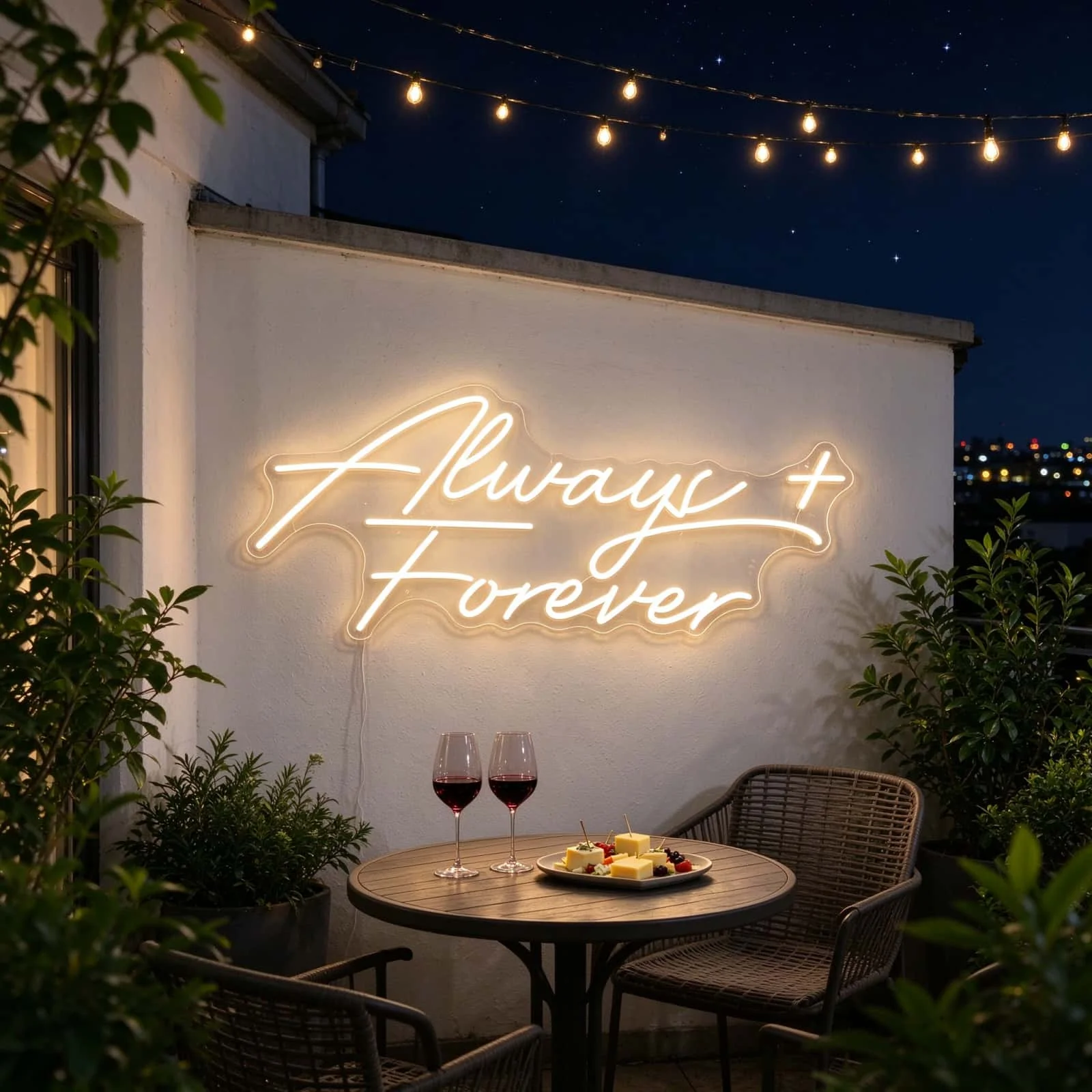 **Always Forever Neon Sign LED Warm White Cursive Letter Light Wedding Decor for Engagement Bridal Shower Bedroom Wall Decor Anniversary Gift**