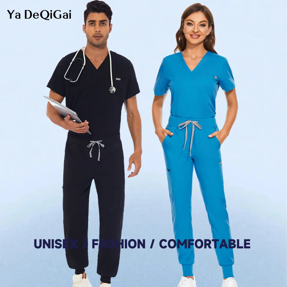 

High Quality Unisex Medical Uniform Men Women Scrub Set Pet Hospital Clinical Workwear Surgical Set Pharmacy Nursing Accessories