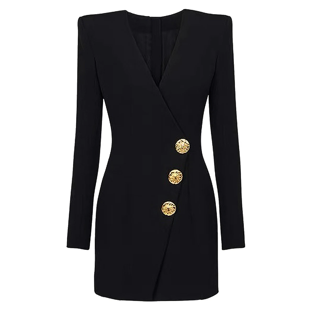 2024 European And American New Fashion V-neck Slim Slim Three-button Long-sleeved Suit Dress Jacket Women