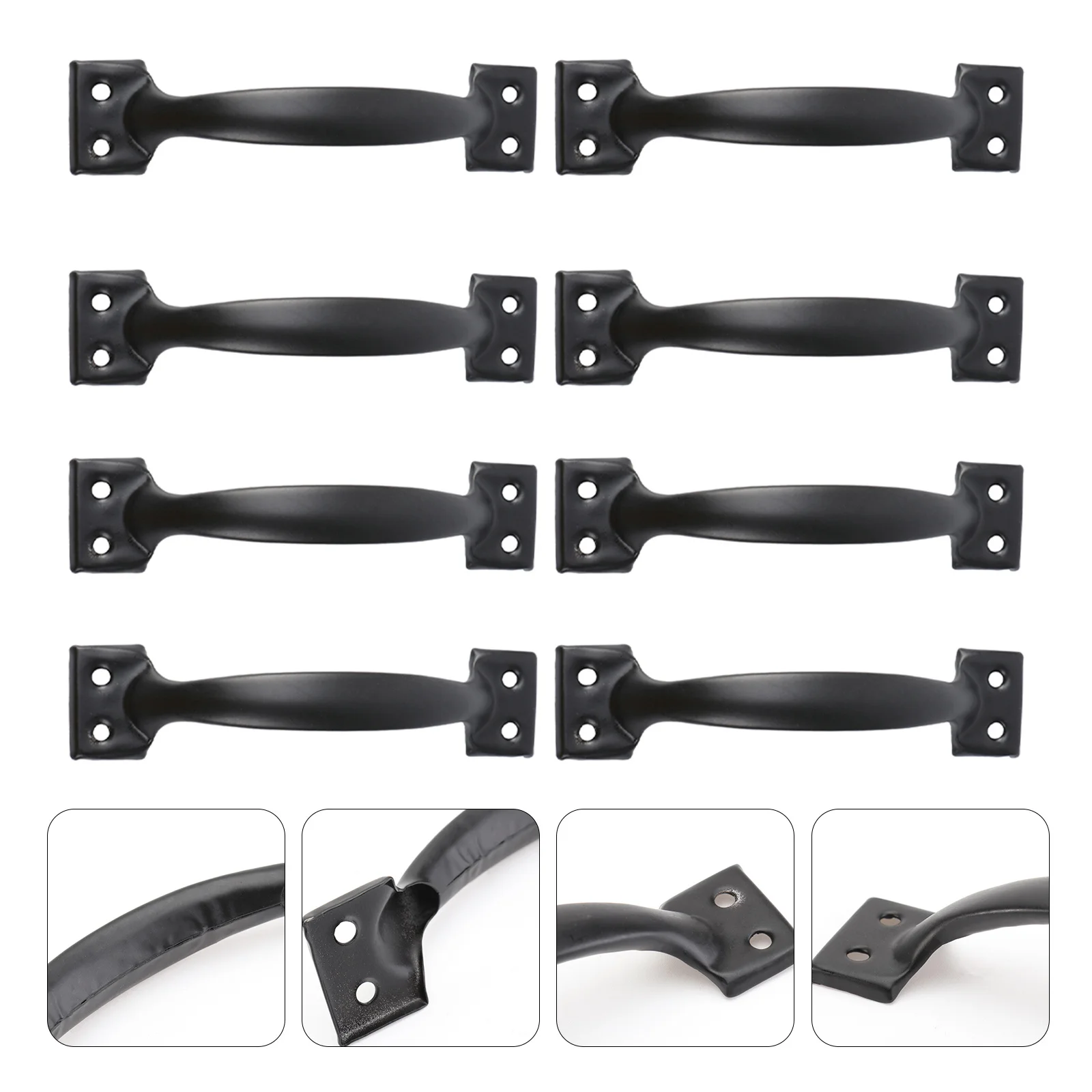 

8pc Black Door Handle Cabinet Handles Modern Design Durable Iron Safe Environmental Wardrobe Pull Shoe Cabinet Furniture