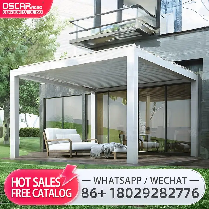 

Современная уличная автоматическая алюминиевая жалюзи-пергола с открывающейся жалюзиной крышей, идеально подходящая для заднего двора, сада, патио, беседки