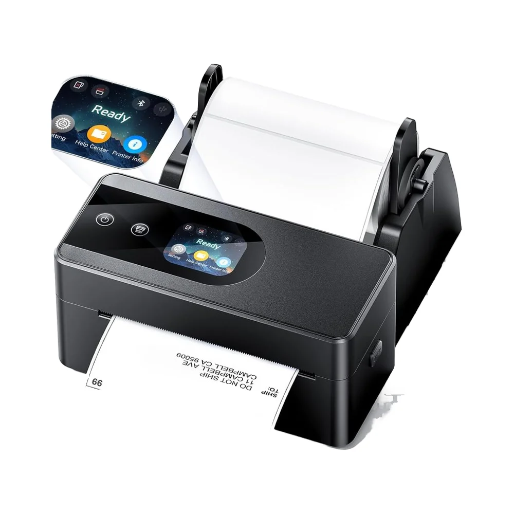 Phomem PM64D Thermal Printer with Touchscreen Bluetooth 4x6 Shipping Label Printer with Label Holder for Small Businesses