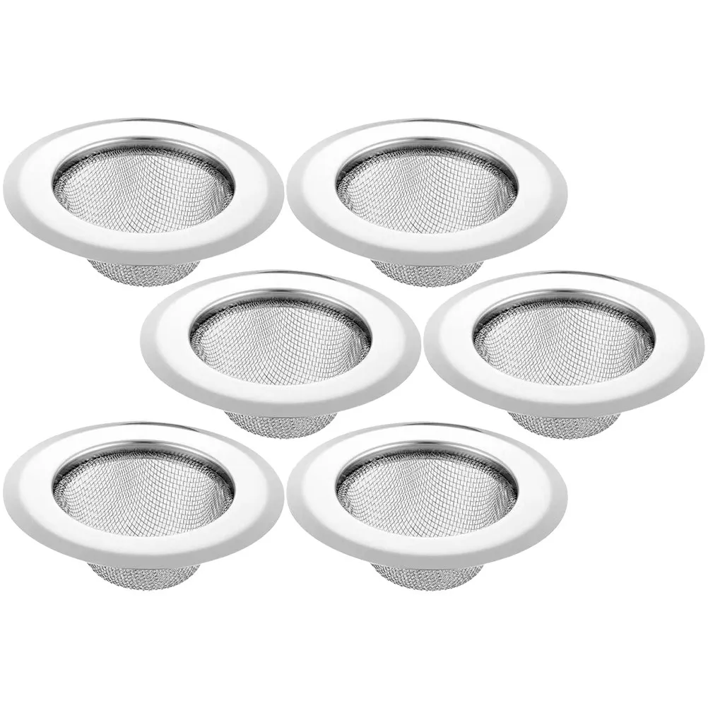 6Pcs Stainless Steel Sink Strainer Fine Mesh Drain Basket for Kitchen Dishwashing Vegetable Washing Shower Toilet Anti-Clogging