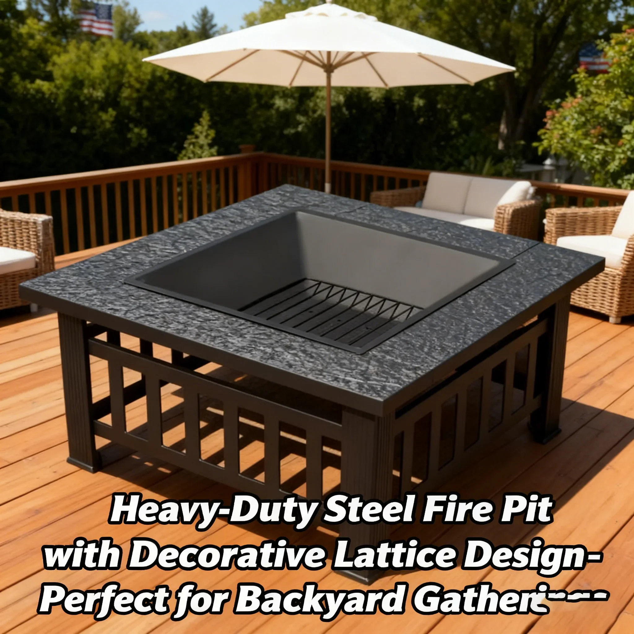 

Outdoor Stove Complete Set for Tea Brewing And Barbecue Grill - Heating Table with Barbecue Rack for Courtyard Grill