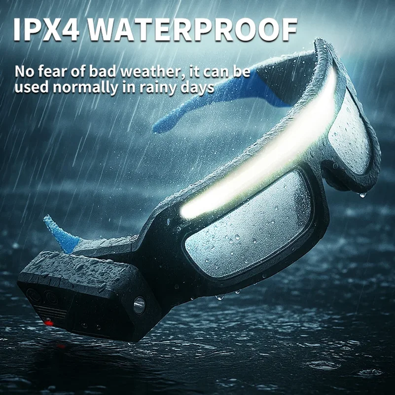 New XTE multifunctional glasses light with Type-C charging, warning headlamp, compact and portable, touch-sensitive headlamp