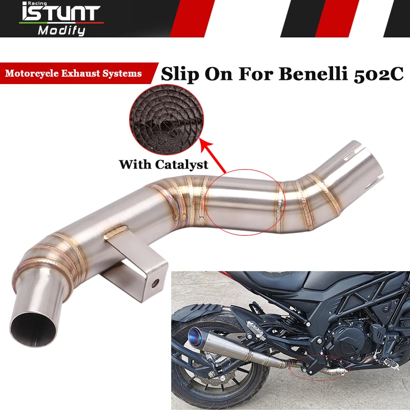

Motorcycle Exhaust Escape Slip On For Benelli 502C TRK Eliminator Enhanced Mid Link Pipe With Catalyst Connect Original Muffler