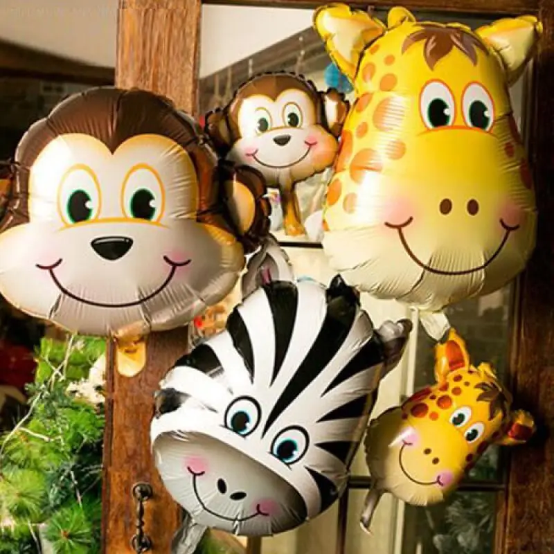 6 قطع من بالونات فويل على شكل حيوانات كرتونية، غابة سفاري الغابة، الأسد، الفيل للأطفال، ديكور حفلات أعياد الميلاد، ديكور استحمام الطفل