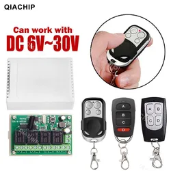 QIACHIP 433MHz Receiver Wireless Remote Control Switch Motor Controller DC 6V 12V 24V 30V 4 Gangs Relay Module Transmitter Diy