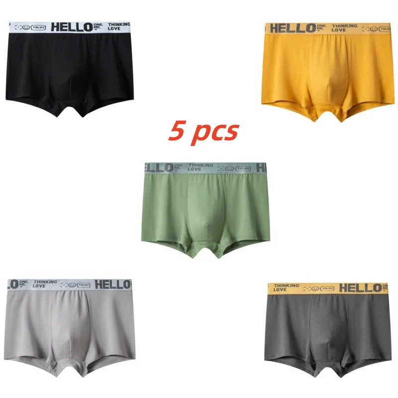 

5PCS Men's Panties Underwear Boxer Shorts Comfortable Milk Silk Underpants Cuecas Calzoncillos Boxershorts Lot Plus