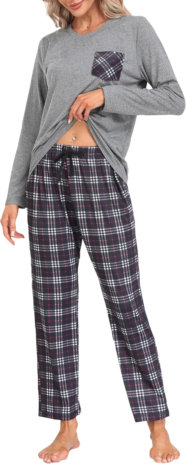 

Women's Pajamas Sets Long Sleeve Soft Sleepwear 2 Piece Pjs Lightweight Lounge Set