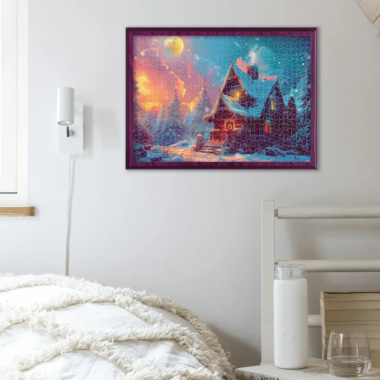 Snowy Cottage Adult Wooden Puzzle 300/500/1000Pcs Jigsaw Puzzles for Gameroom Bedroom Livingroom Decor Birthday Holiday Gift