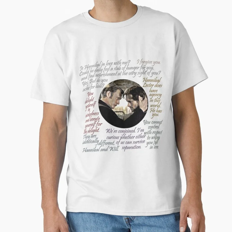 

Hannigram Quotes 80s vintage horror movie Hannibal scary film T-shirt for men Large size Adult Tops S-6xl