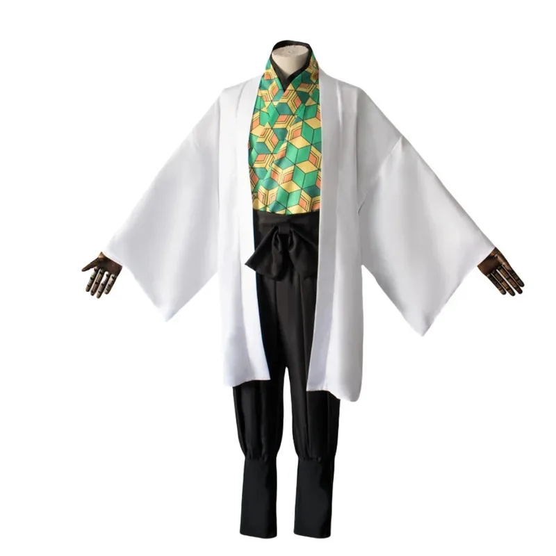 Sabito Cosplay Costumes Demon Slayer Anime Ghost Killing Team Uniform Pink Wig Holloween Celebration Cute