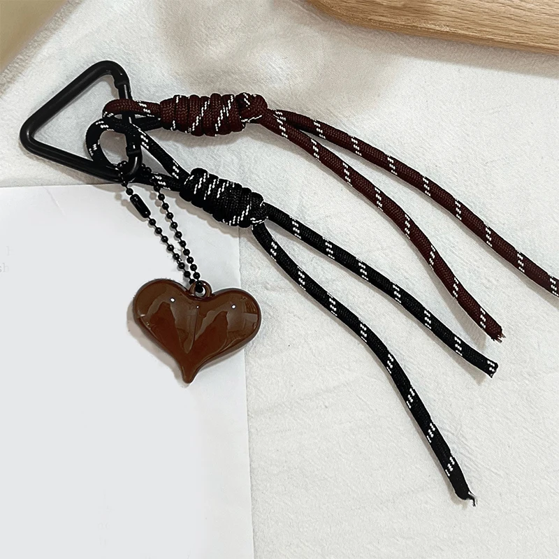 Love Shape Woven Rope Keychain Bow-knot Charm Pendant Keyring Jewelry For Women Gift Bag Decoration
