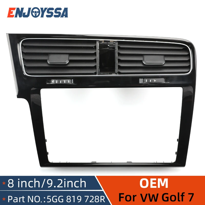 8/9'' Car Auto Decorative Frame For Radio& Air Conditioner Outlet Vents For VW Golf 7 7.5 PIano Black Screen Bezel Parts