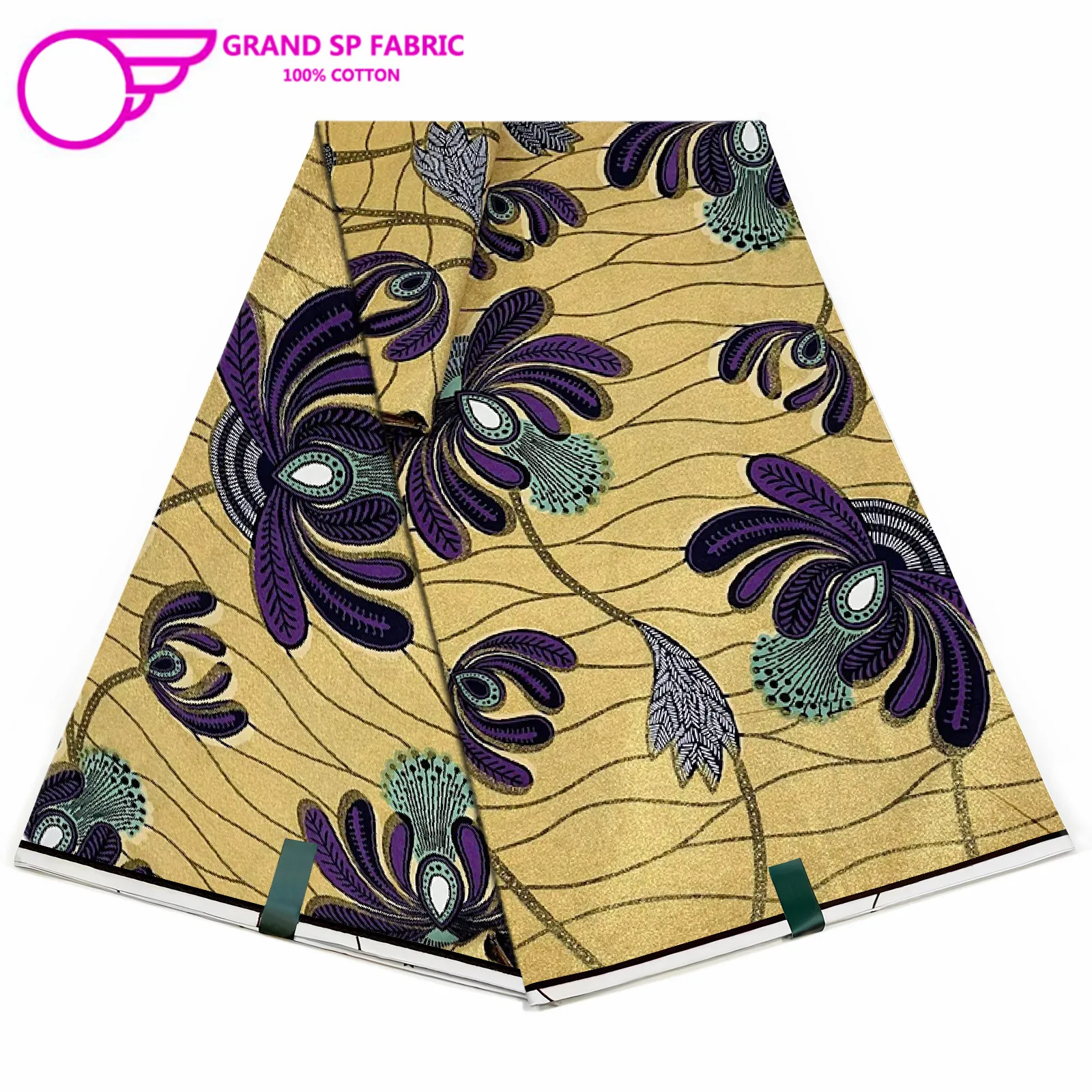 Grand Super Fabric 100% Cotton African Wax Fabric High Quality Wax Print Ankara Fabric For Sewing 6yards Women Fabric FF-14-68