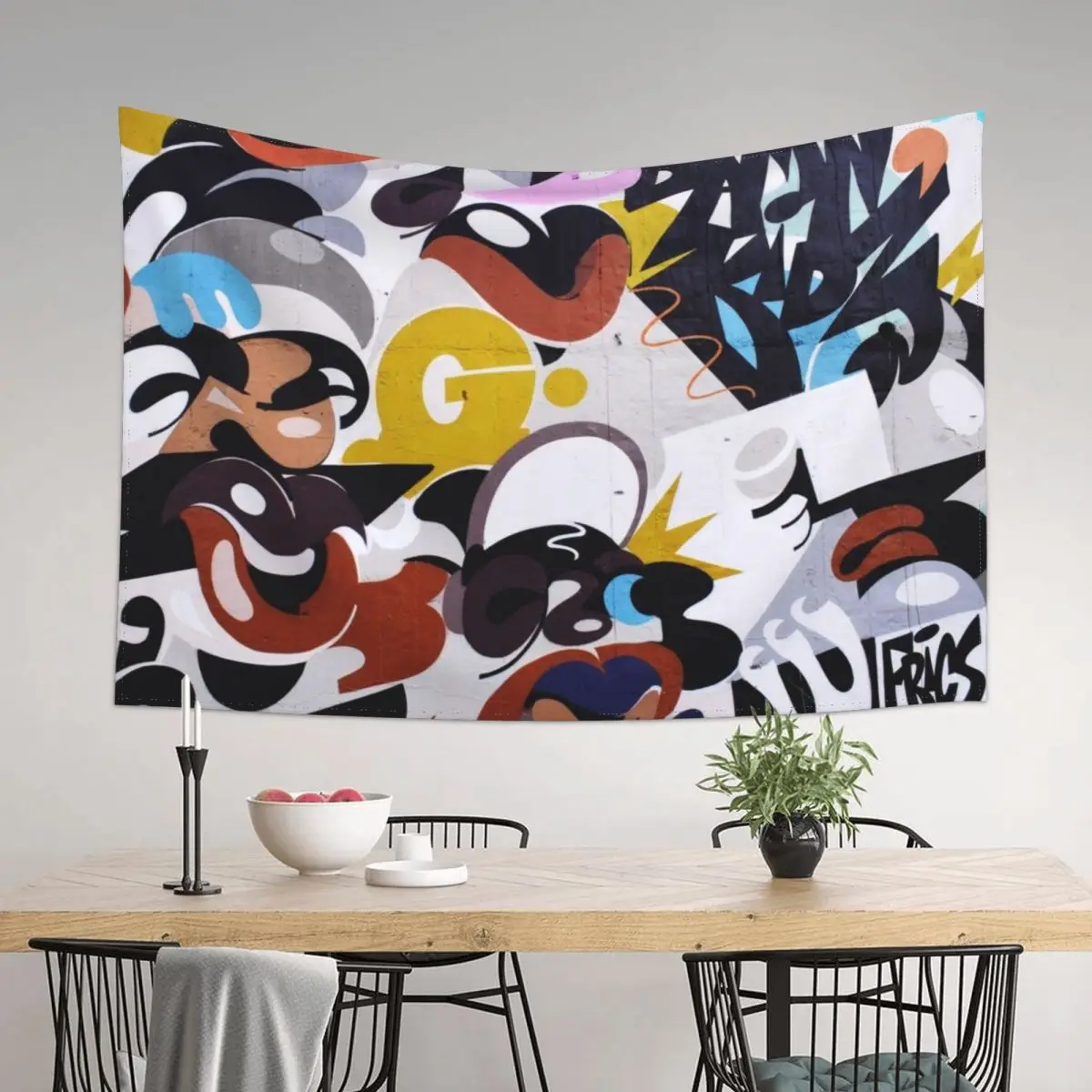 

Graffiti Urban colorful graffiti city wall hip hop lips Tapestry Decorations For Your Bedroom Korean Room Decor Tapestry