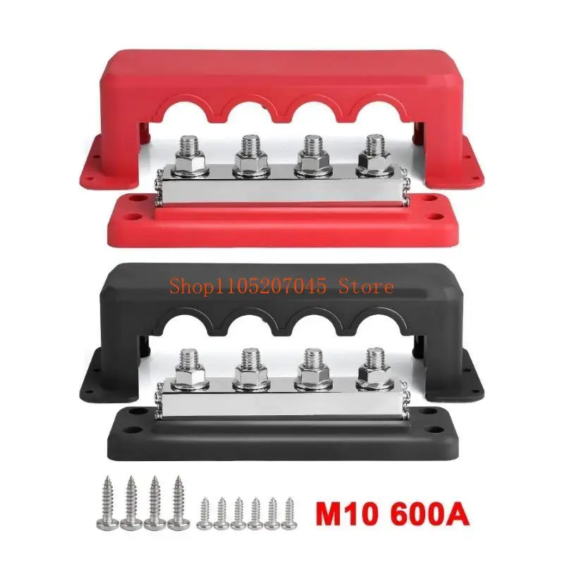 37cd Marine Bus Bar 48V with 3/8” Post,Battery Bus Bar with Cover 600A Power Distribution Terminals Block for Car