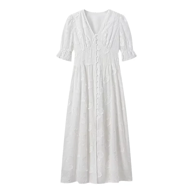 Mulheres Vintage com decote em v Single Breasted Split Evening Robes, chique vestido de rua, vestido de festa, impresso, branco, luxo, vintage, novo, 2024