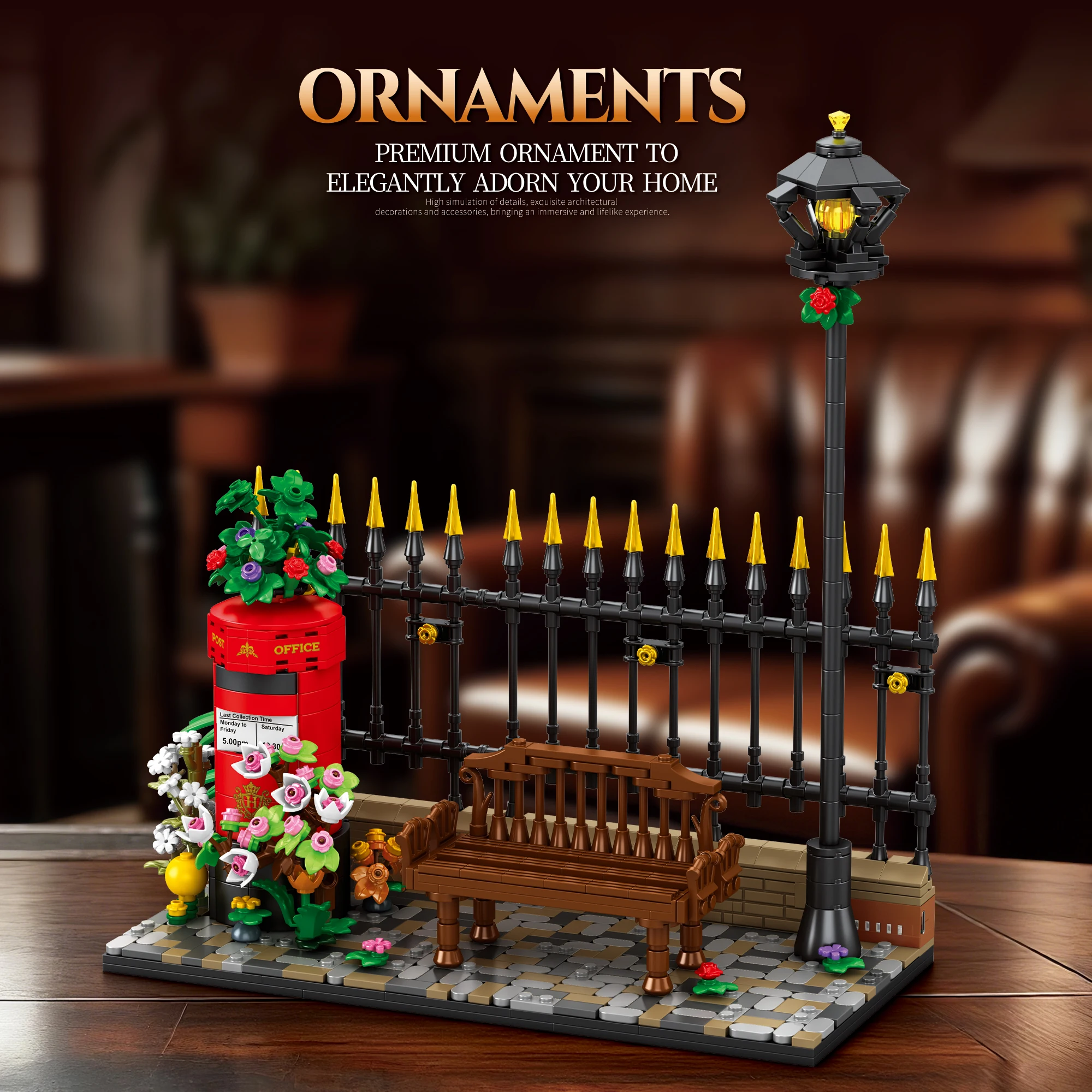 

Red British-style Retro Mailbox Building Blocks Kit with Two Adjustable Light Levels, MOC Model Collectible, Gift for Adults Kid