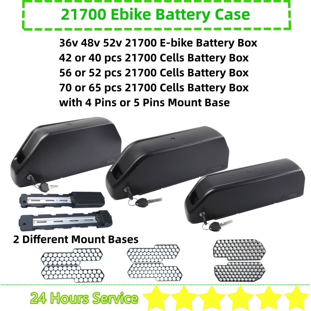 21700 Cells Ebike Battery Box 36V 48V 52V Reention Polly Down Tube Dolphin Battery Case Housing Holder 40 42 52 56 65 70 Cells