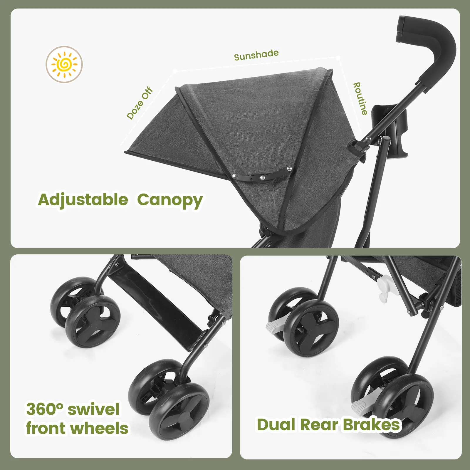 Lightweight folding High-view Baby Stroller Can Sit or Lie Down Portable Travel Babyshock-absorbing Stroller Four-wheel