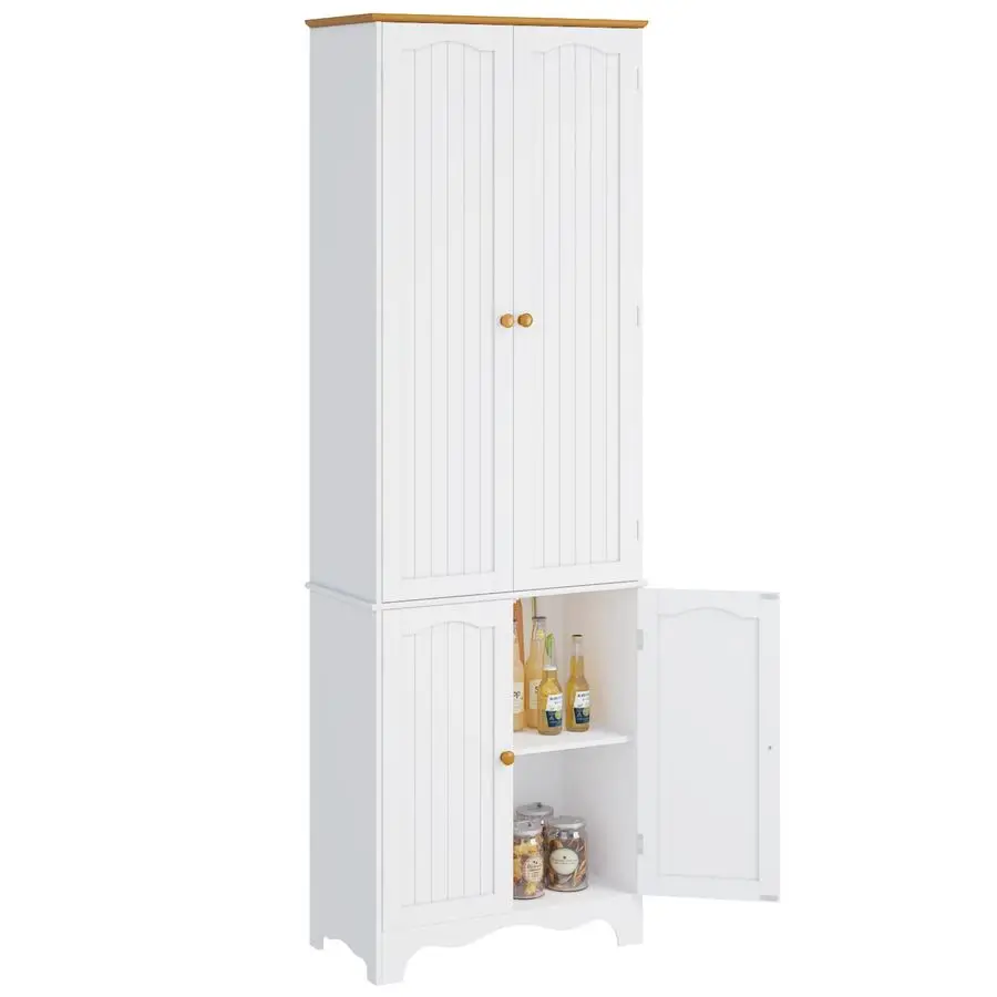 

72-кухонный шкаф для кладовой, отдельно стоящие шкафы для хранения, высокая кладовая для еды с дверцами и регулируемыми полками, напольная кабина