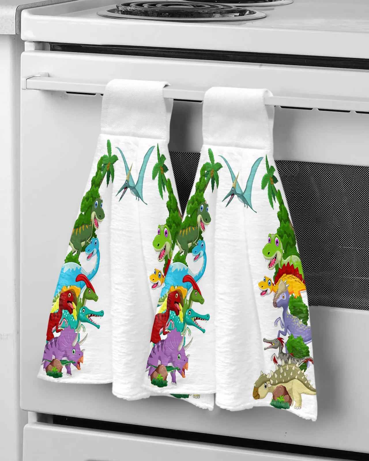 Grove Dinosaur Coconut Tree Kitchen Cleaning Cloth Absorbent Hand Towel Household Dish Cloth Kitchen Towel