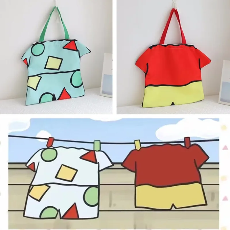 New Style Crayon Shin-chan Clothes Style Handbag Cute Girl Shin-chan Pajamas Portable Canvas Bag Large Capacity Storage Bag