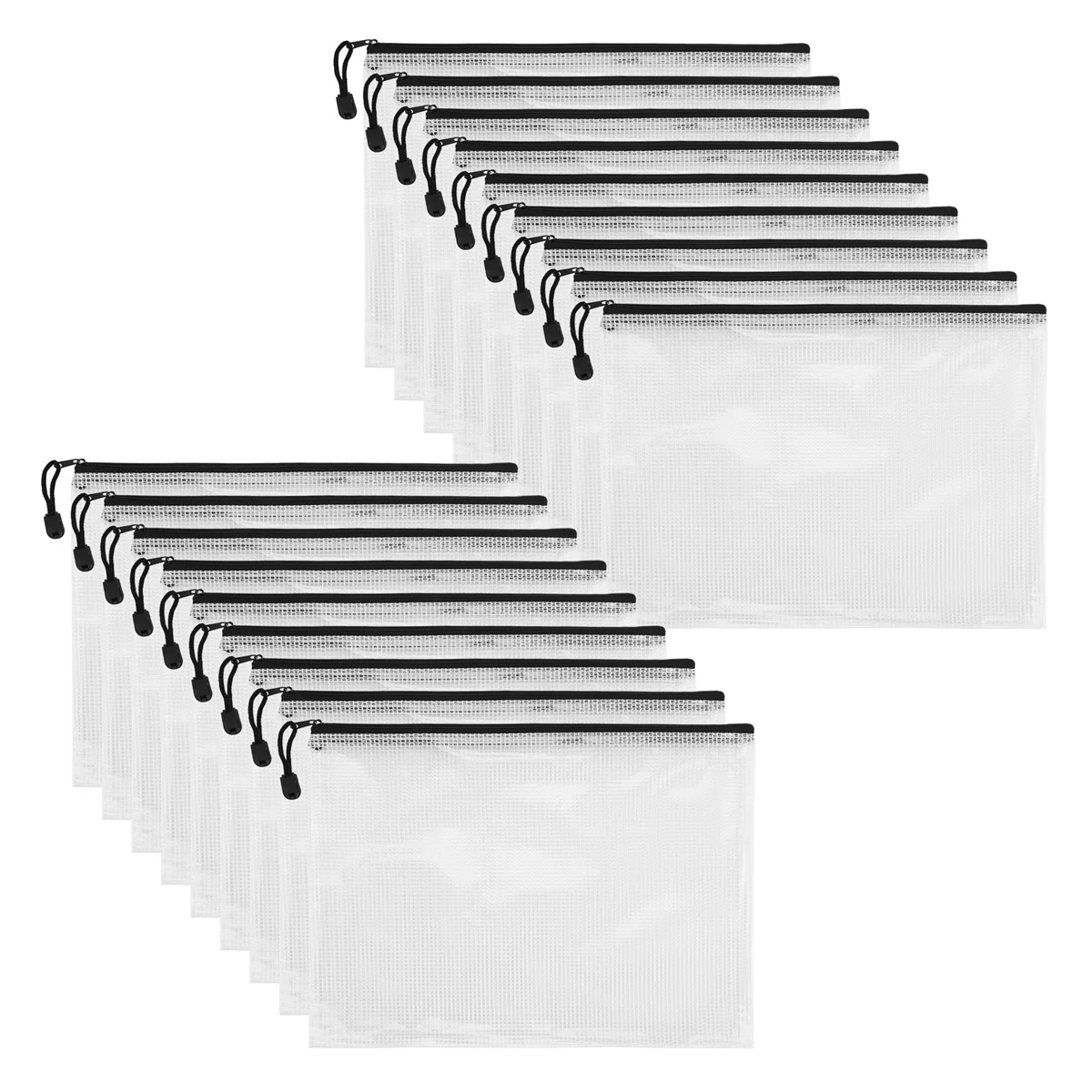 حقيبة مستندات مقاومة للماء بسحاب ، حقيبة مستندات A4 ، لوازم مدرسية ومكتبية ، تخزين منظم بغرزة متقاطعة ، 18 عبوة