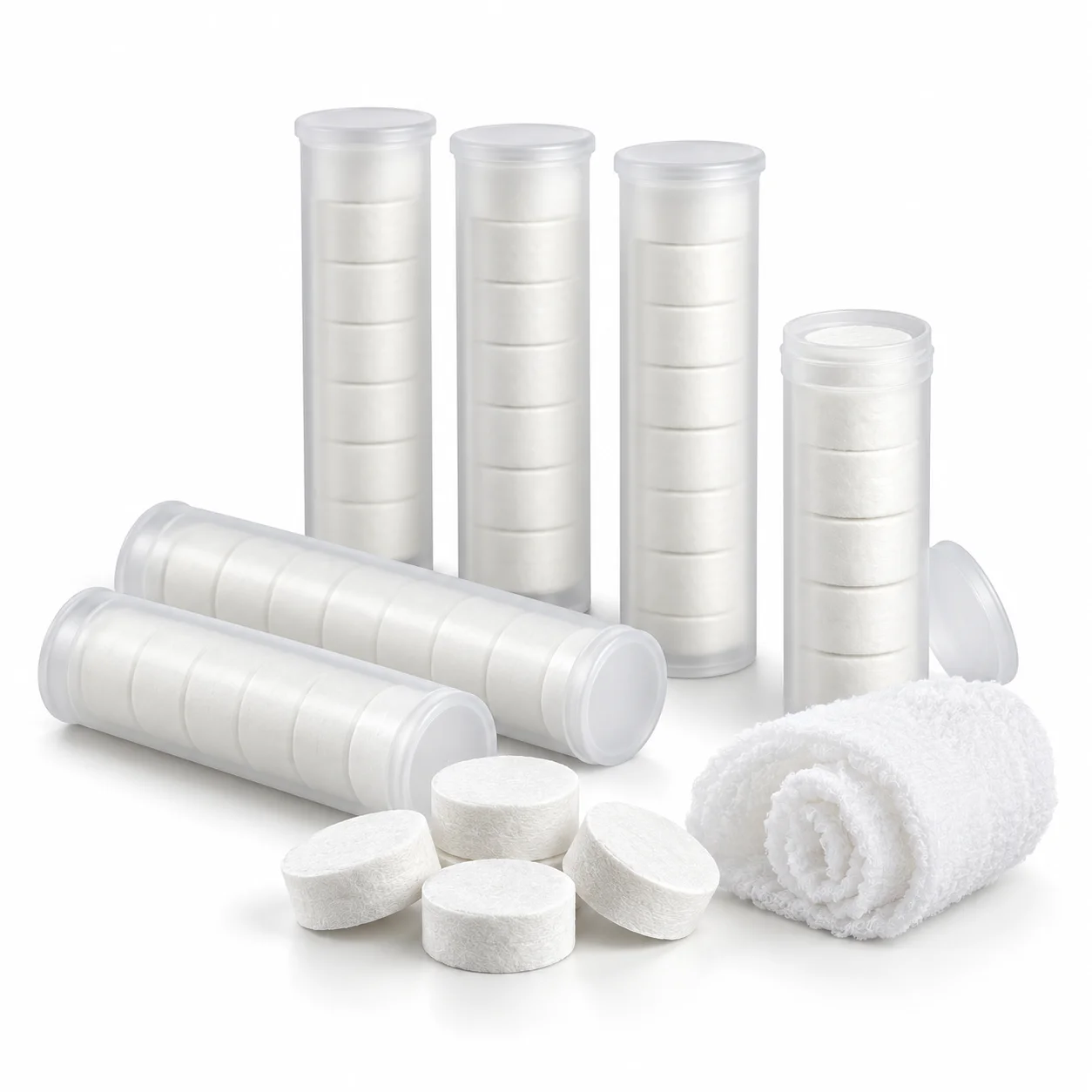 10/20/30PCS Compressed Towel Tablets in Tube Disposable Face Towels Travel Camping Cotton Coin Tissues 10 Pieces per Tube Pack