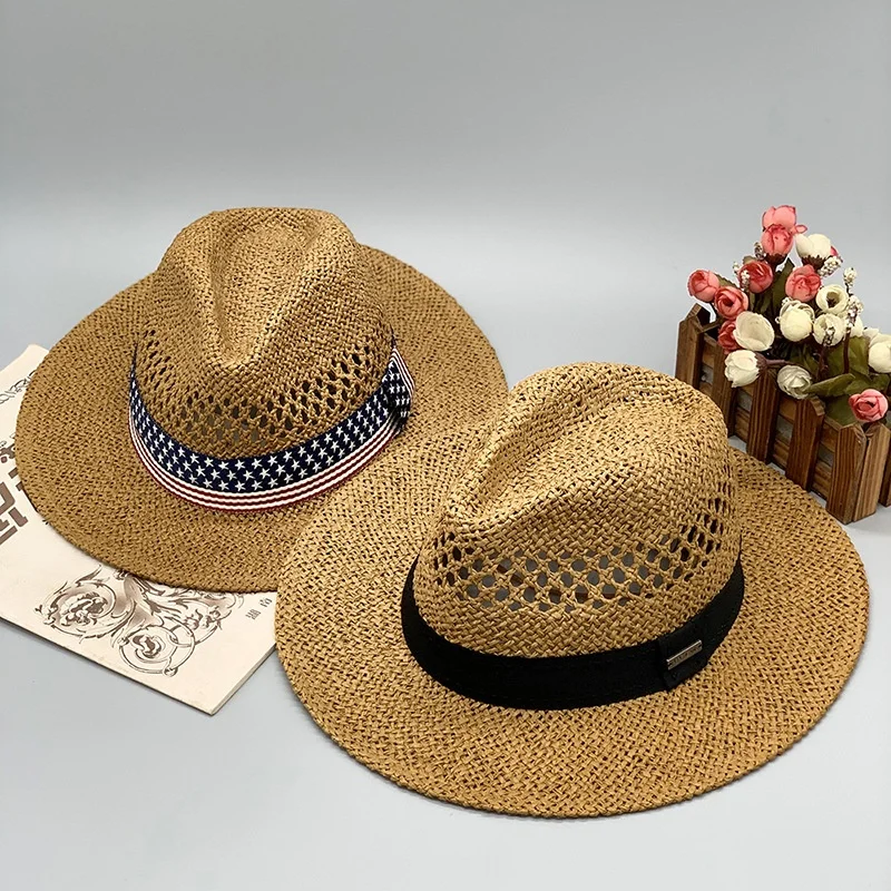 Stylish Hand-Woven Paper Rope Floral-Patterned Openwork Hat for Outings and Shopping—Jazz Cap, Sun Hat, Summer Straw Hat