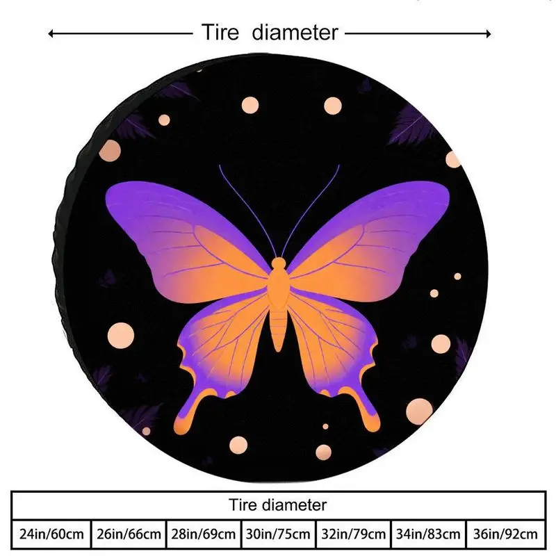 Car, SUV & Truck Tire Cover - 100% Polyester Fiber With Butterfly Pattern Design, Durable Sun Protection & Elastic Edges For Fit