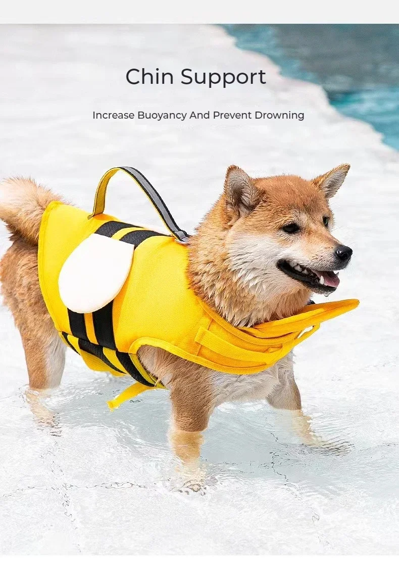 Dog Life Jacket, Enhanced Buoyancy Swimming Clothes, Safety Vest with Handle for Small Medium Large Dogs French Bulldog Surfing