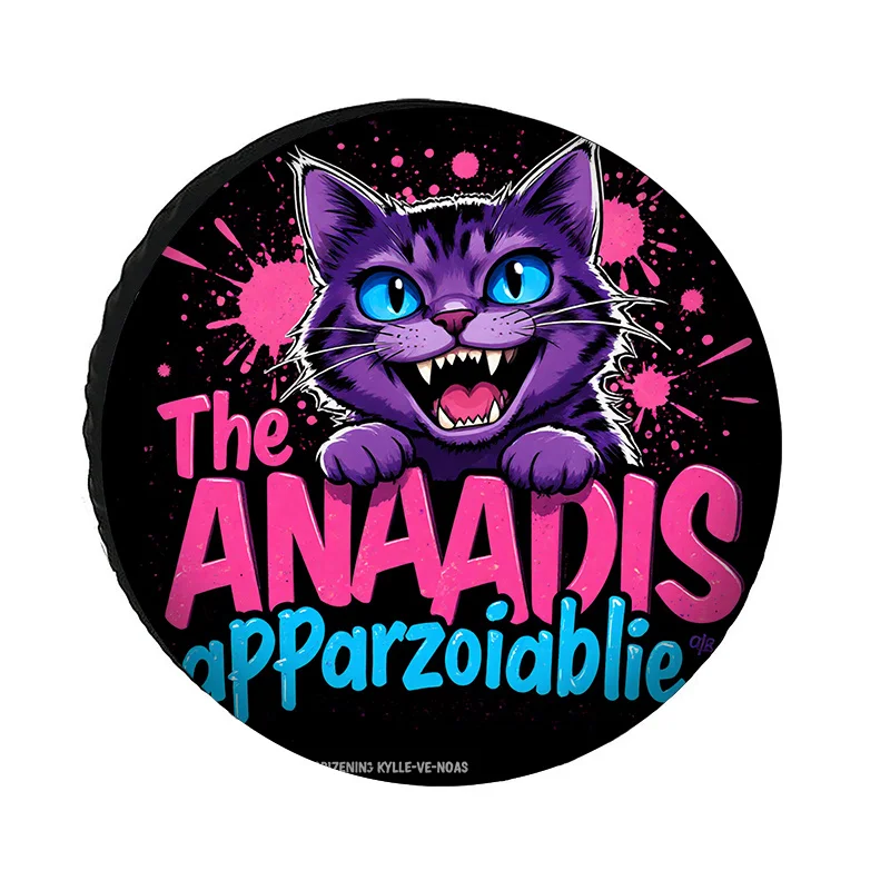 Polyester Fiber Car Tire Cover With A Cartoon Cat Design, Durable, Dustproof, And Suitable For All Seasons