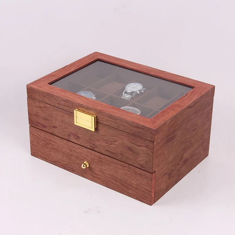 Vintage Watch Box Case Wooden Box 20 Luxury Double Layer Brown Watch Box Organizer for Men Storage Display Cabinet Box Gift