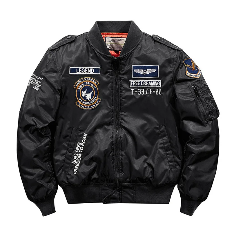 Hip Hop Bomber Baseball Jacket Men High Quality Embroidery Winter Thick Warm Military Motorcycle Ma-1 Aviator Pilot Jackets Male