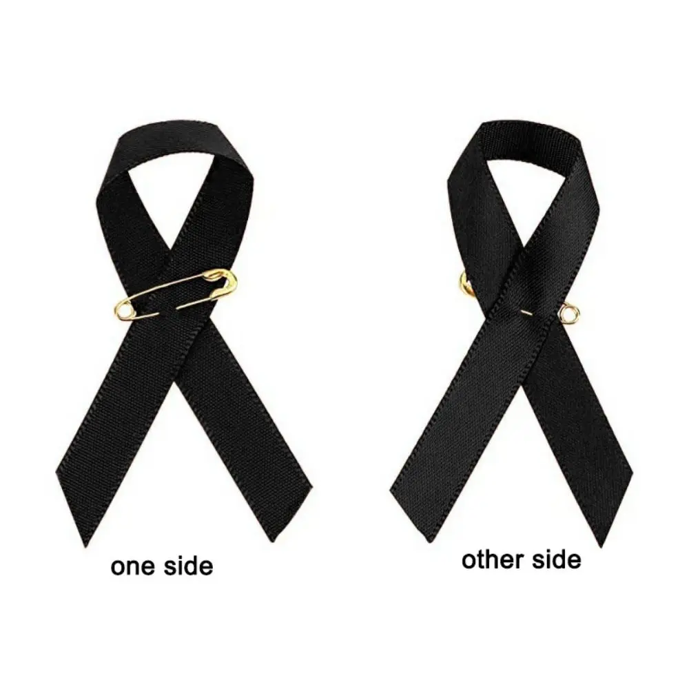 50 قطعة الوعي الشريط الأسود دبوس الميلانوما السرطان سرطان الثدي جنازات تذكارية دبوس الجلد السرطان التلبيب دبوس الحداد شارة بروش