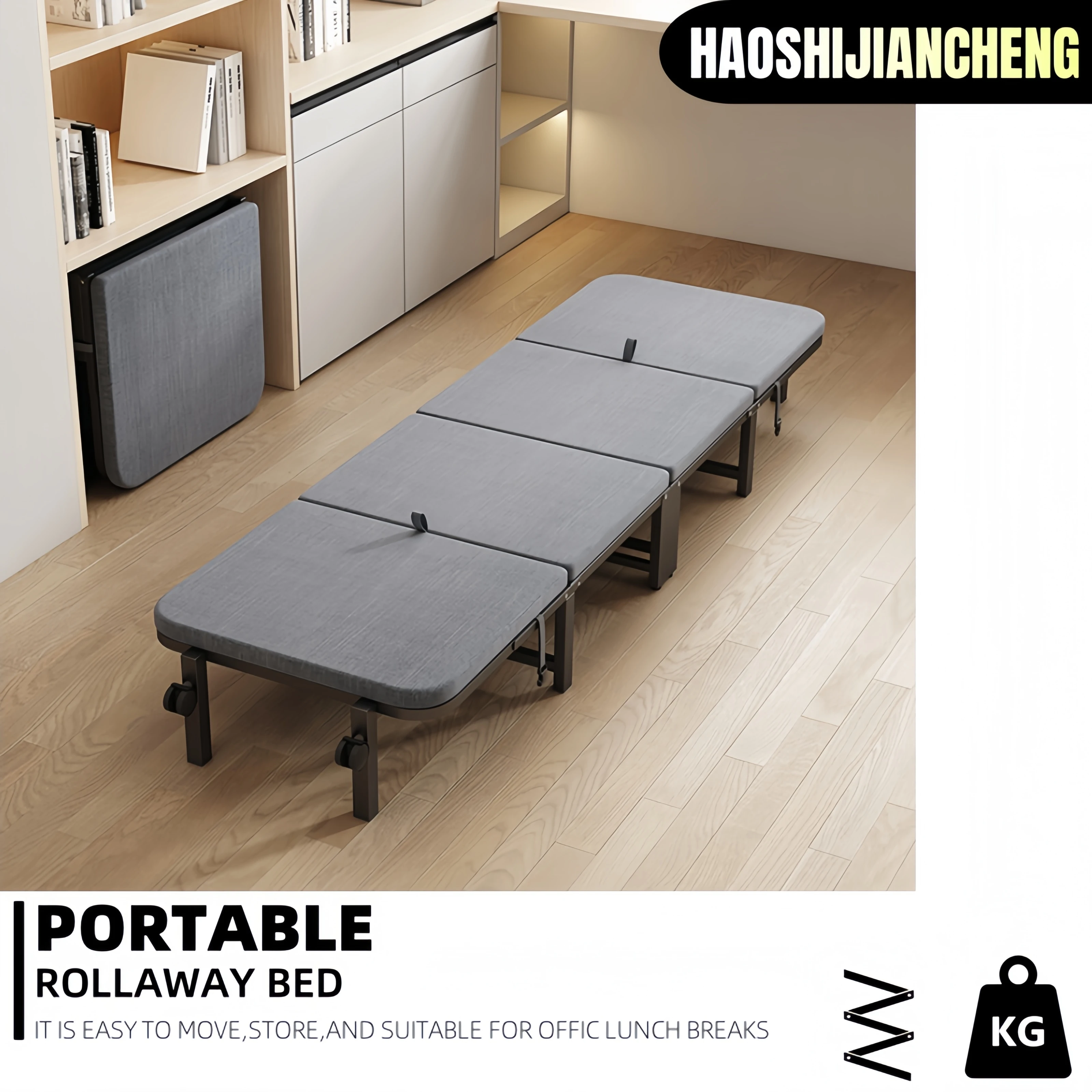 

[Limited Time Offer] 1 Gray Folding Bed, Unfolds in Three Seconds, a Camping Essential, Suitable for Office Naps, Camping, Garages, Dorms, and Small Apartments.