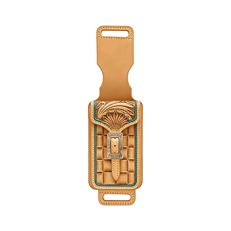 Portable Leather Phone Waist with Belt Slot Western Saddles Phone Holder for Riding and Outdoor Carry Easy to Use