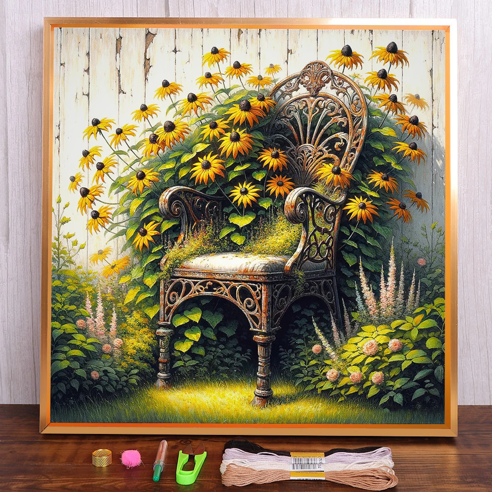 

Still Life Flower Printed Canvas Cross-Stitch DIY Embroidery Kit Sewing Painting Handicraft Knitting Different Jewelry Floss